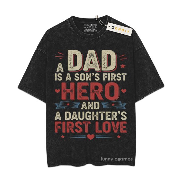 Dad Is A Hero Vintage Washed T-Shirt